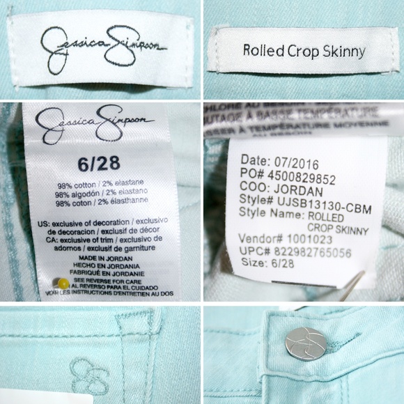 Jessica Simpson Blue Rolled Crop Skinny Jean NWT - Picture 7 of 8